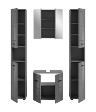 Badezimmer-Set >Soft< in Grau Hochglanz - 150x190x34cm (BxHxT)