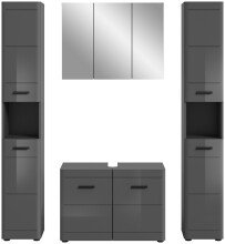 Badezimmer-Set >Soft< in Grau Hochglanz - 170x190x34cm (BxHxT)