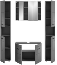 Badezimmer-Set >Soft< in Grau Hochglanz - 170x190x34cm (BxHxT)