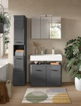 Badezimmer-Set >Soft< in Grau Hochglanz - 170x190x34cm (BxHxT)