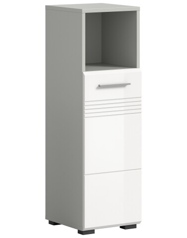 Hochschrank >Copa< in Hellgrau / Weiß Hochglanz - 30x95x30cm (BxHxT)