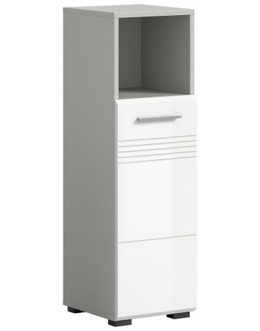 Hochschrank >Copa< in Hellgrau / Weiß Hochglanz - 30x95x30cm (BxHxT)