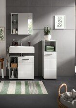 Hochschrank >Copa< in Hellgrau / Weiß Hochglanz - 30x95x30cm (BxHxT)