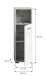 Hochschrank >Copa< in Hellgrau / Weiß Hochglanz - 30x95x30cm (BxHxT)