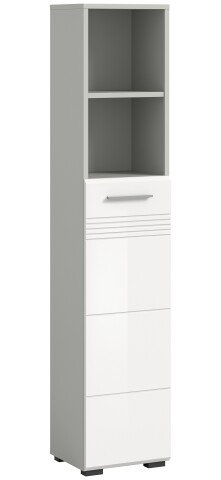Hochschrank >Copa< in Hellgrau / Weiß Hochglanz - 30x150x30cm (BxHxT)