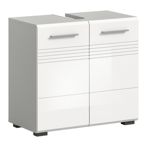 Waschbeckenunterschrank >Copa< in Hellgrau / Weiß Hochglanz - 60x56x32cm (BxHxT)