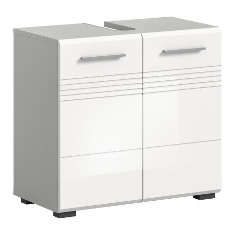 Waschbeckenunterschrank >Copa< in Hellgrau / Weiß Hochglanz - 60x56x32cm (BxHxT)