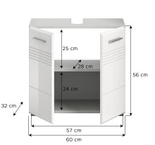 Waschbeckenunterschrank >Copa< in Hellgrau / Weiß Hochglanz - 60x56x32cm (BxHxT)
