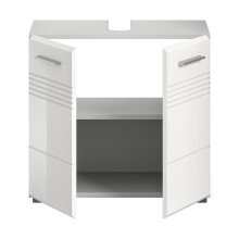 Waschbeckenunterschrank >Copa< in Hellgrau / Weiß Hochglanz - 60x56x32cm (BxHxT)