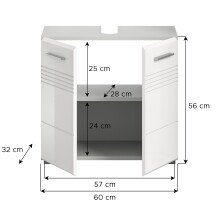 Waschbeckenunterschrank >Copa< in Hellgrau / Weiß Hochglanz - 60x56x32cm (BxHxT)