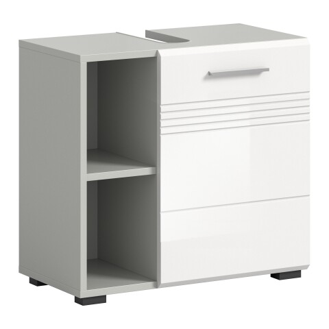 Waschbeckenunterschrank >Copa< in Hellgrau / Weiß Hochglanz - 60x56x32cm (BxHxT)