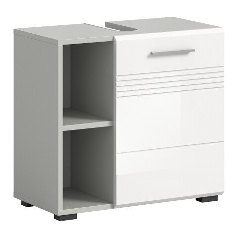 Waschbeckenunterschrank >Copa< in Hellgrau / Weiß Hochglanz - 60x56x32cm (BxHxT)