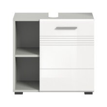 Waschbeckenunterschrank >Copa< in Hellgrau / Weiß Hochglanz - 60x56x32cm (BxHxT)