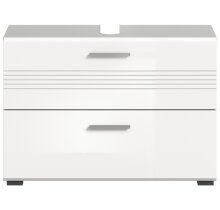 Waschbeckenunterschrank >Copa< in Hellgrau / Weiß Hochglanz - 80x56x32cm (BxHxT)