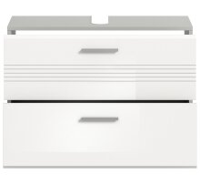 Waschbeckenunterschrank >Copa< in Hellgrau / Weiß Hochglanz - 80x56x32cm (BxHxT)