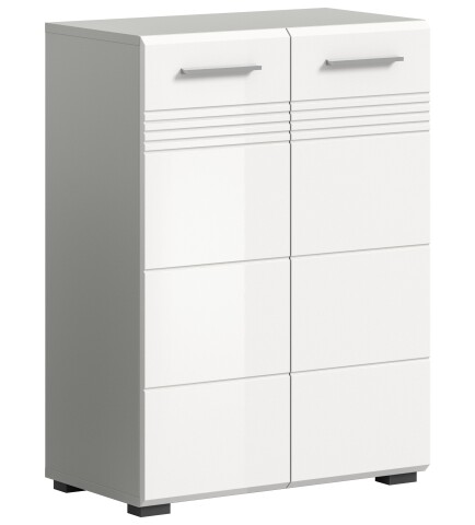 Midischrank >Copa< in Hellgrau / Weiß Hochglanz - 60x80x30cm (BxHxT)