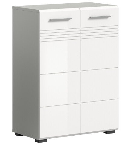 Midischrank >Copa< in Hellgrau / Weiß Hochglanz - 60x80x30cm (BxHxT)