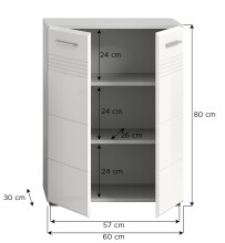 Midischrank >Copa< in Hellgrau / Weiß Hochglanz - 60x80x30cm (BxHxT)