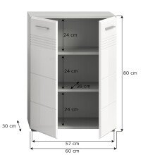 Midischrank >Copa< in Hellgrau / Weiß Hochglanz - 60x80x30cm (BxHxT)