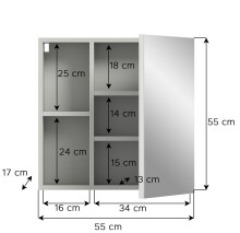Badezimmerspiegelschrank >Copa< in Hellgrau - 55x55x17cm (BxHxT)
