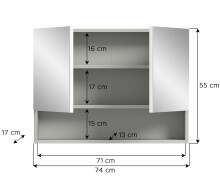 Badezimmerspiegelschrank >Copa< in Hellgrau - 74x55x17cm (BxHxT)