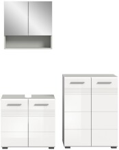 Badezimmer-Set >Copa< in Hellgrau / Weiß Hochglanz - 135x190x32cm (BxHxT)