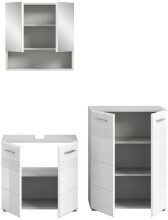 Badezimmer-Set >Copa< in Hellgrau / Weiß Hochglanz - 135x190x32cm (BxHxT)
