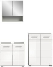 Badezimmer-Set >Copa< in Hellgrau / Weiß Hochglanz - 135x190x32cm (BxHxT)