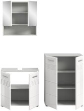 Badezimmer-Set >Copa< in Hellgrau / Weiß Hochglanz - 135x190x32cm (BxHxT)