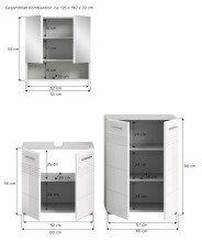 Badezimmer-Set >Copa< in Hellgrau / Weiß Hochglanz - 135x190x32cm (BxHxT)