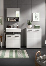 Badezimmer-Set >Copa< in Hellgrau / Weiß Hochglanz - 135x190x32cm (BxHxT)