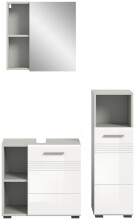 Badezimmer-Set >Copa< in Hellgrau / Weiß Hochglanz - 105x190x32cm (BxHxT)