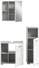 Badezimmer-Set >Copa< in Hellgrau / Weiß Hochglanz - 105x190x32cm (BxHxT)