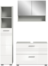 Badezimmer-Set >Copa< in Hellgrau / Weiß Hochglanz - 125x190x32cm (BxHxT)