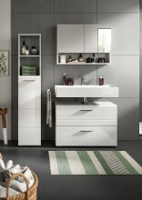 Badezimmer-Set >Copa< in Hellgrau / Weiß Hochglanz - 125x190x32cm (BxHxT)
