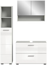 Badezimmer-Set >Copa< in Hellgrau / Weiß Hochglanz - 125x190x32cm (BxHxT)