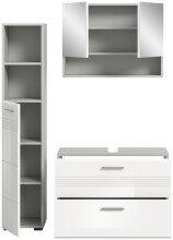 Badezimmer-Set >Copa< in Hellgrau / Weiß Hochglanz - 125x190x32cm (BxHxT)