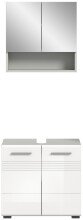 Badezimmer-Set >Copa< in Hellgrau / Weiß Hochglanz - 60x190x32cm (BxHxT)