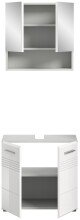 Badezimmer-Set >Copa< in Hellgrau / Weiß Hochglanz - 60x190x32cm (BxHxT)