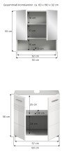 Badezimmer-Set >Copa< in Hellgrau / Weiß Hochglanz - 60x190x32cm (BxHxT)