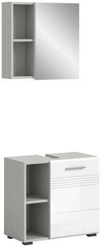 Badezimmer-Set >Copa< in Hellgrau / Weiß Hochglanz - 60x190x32cm (BxHxT)