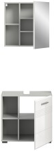 Badezimmer-Set >Copa< in Hellgrau / Weiß Hochglanz - 60x190x32cm (BxHxT)