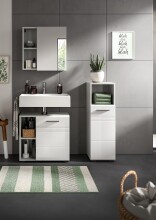 Badezimmer-Set >Copa< in Hellgrau / Weiß Hochglanz - 60x190x32cm (BxHxT)