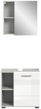 Badezimmer-Set >Copa< in Hellgrau / Weiß Hochglanz - 60x190x32cm (BxHxT)