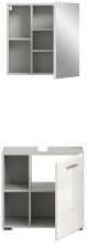 Badezimmer-Set >Copa< in Hellgrau / Weiß Hochglanz - 60x190x32cm (BxHxT)