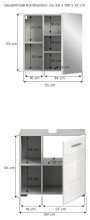 Badezimmer-Set >Copa< in Hellgrau / Weiß Hochglanz - 60x190x32cm (BxHxT)
