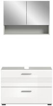 Badezimmer-Set >Copa< in Hellgrau / Weiß Hochglanz - 80x190x32cm (BxHxT)