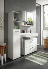 Badezimmer-Set >Copa< in Hellgrau / Weiß Hochglanz - 80x190x32cm (BxHxT)