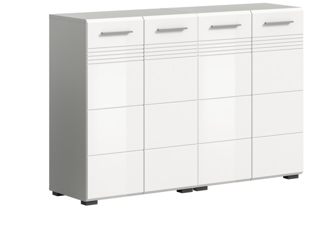 Badezimmer-Set >Copa< in Hellgrau / Weiß Hochglanz - 120x80x32cm (BxHxT)