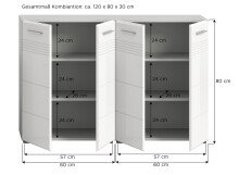 Badezimmer-Set >Copa< in Hellgrau / Weiß Hochglanz - 120x80x32cm (BxHxT)